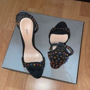 Schutz black suede high heel,  open toe shoes